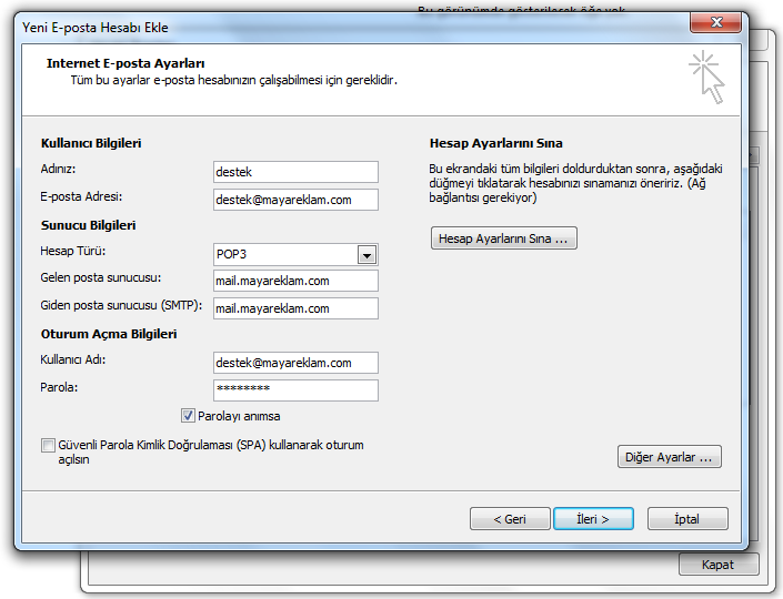 Outlook Email Kurulumu ve Ayarları